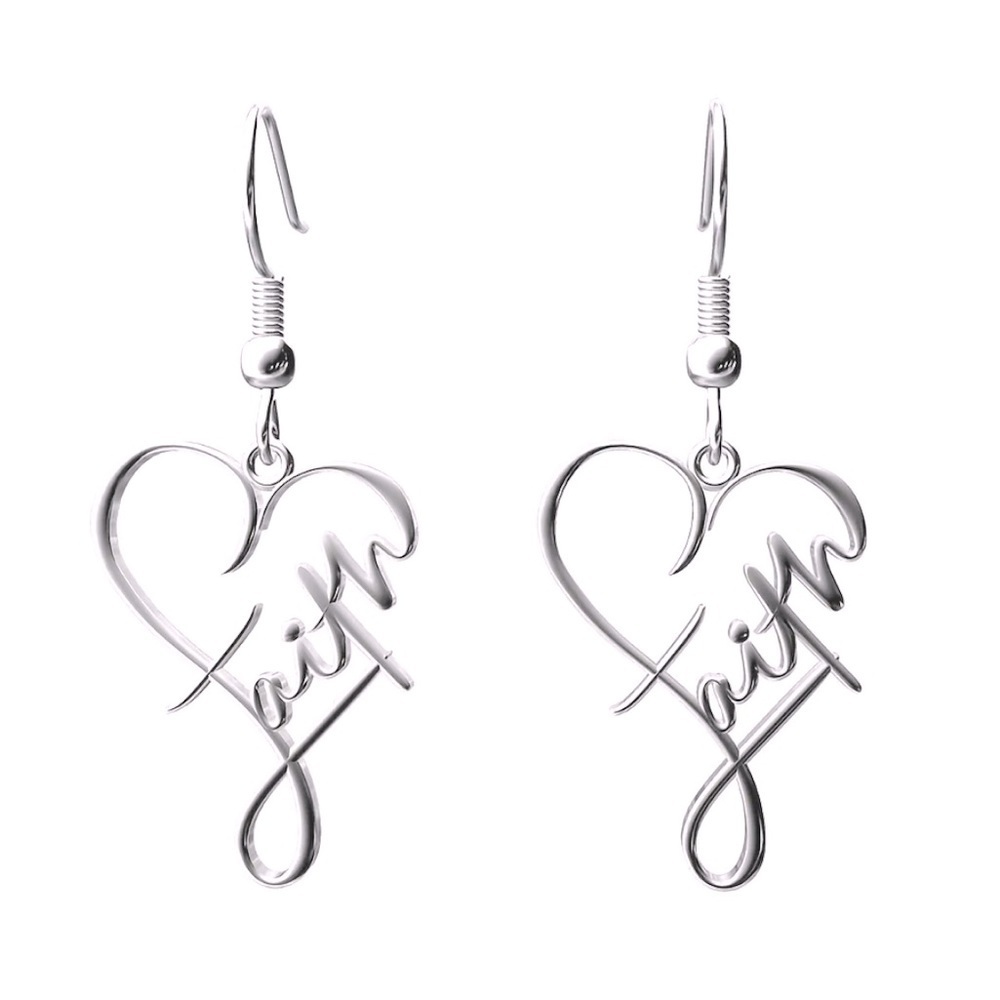 Elegant Silver Heart Earrings - Faith